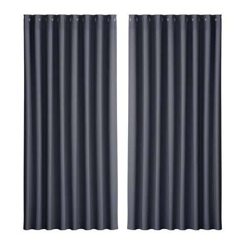 Artiss 2X Blockout Curtains Blackout Window Curtain Eyelet 300x230cm Charcoal