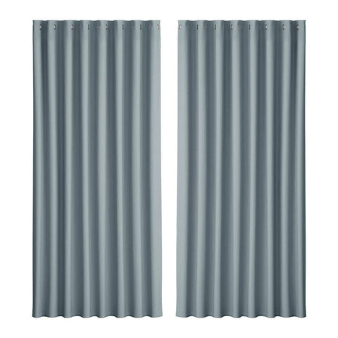 Artiss 2X Blockout Curtains Blackout Window Curtain Eyelet 300x230cm Grey