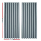 Artiss 2X Blockout Curtains Blackout Window Curtain Eyelet 300x230cm Grey