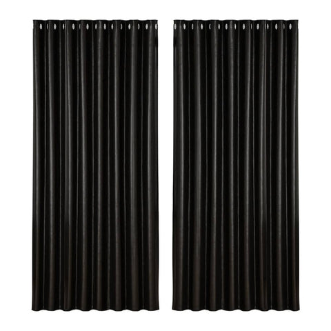 Artiss 2X Blockout Curtains Blackout Window Curtain Eyelet 300x230cm Black