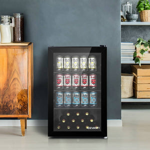 Devanti 70L Bar Fridge Glass Door Mini Countertop Freezer Fridges Bottle Cooler