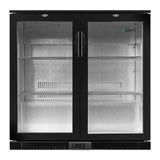 Devanti Bar Fridge 2 Glass Door Commercial Display Freeer Drink Beverage Cooler Black