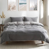 Cosy Club Washed Cotton Quilt Set Grey Double