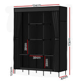 Artiss Clothes Wardrobe Closet Storage Large Portable Organiser with Shelf Black