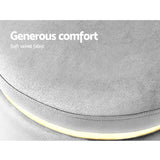 Artiss Round Velvet Ottoman Foot Stool Foot Rest Pouffe Pouf Padded Seat Grey