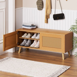 Artiss Shoe Bench Up to 10 Pairs Rattan Starlyn
