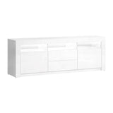 Artiss TV Cabinet Entertainment Unit Stand RGB LED High Gloss Furniture Storage Drawers Shelf 200cm White