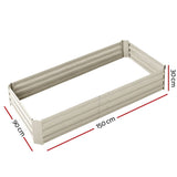 Greenfingers 2x Galvanised Steel Raised Garden Bed Instant Planter Cream 150cmx90cm