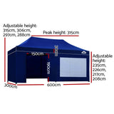 Instahut Gazebo Pop Up Marquee 3x6m Folding Wedding Tent Gazebos Shade Blue