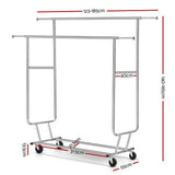 Artiss 6FT Double Rail Clothes Rack Coat Stand Adjustable Garment Rolling Hanger
