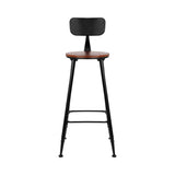 Set of 2 Artiss Bar Stools Pinewood Metal - Black and Wood