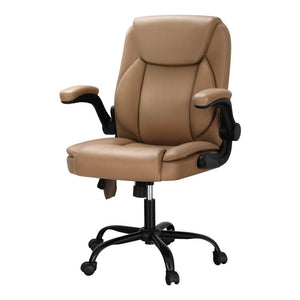 Artiss 2 Point Massage Office Chair Leather Mid Back Espresso
