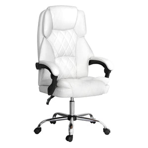 Artiss Executive Office Chair Leather Recliner White