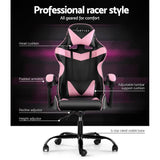 Artiss Office Chair Gaming Chair Computer Chairs Recliner PU Leather Seat Armrest Black Pink
