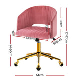 Velvet Office Chair Executive Computer Chair Adjustable Armchair Work Study Pink