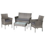 Gardeon 4 Seater Outdoor Sofa Set Wicker Setting Table Chair Furniture Grey