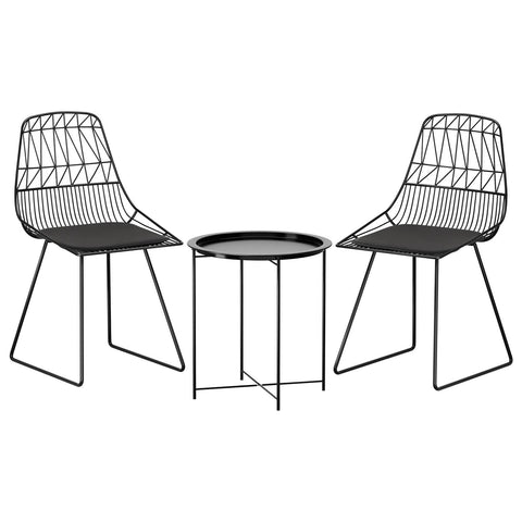 Gardeon 3PC Outdoor Bistro Set Patio Furniture Lounge Chairs Table Garden