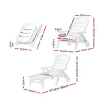 Gardeon Sun Lounger Folding Chaise Lounge Chair Wheels Patio Outdoor Furniture