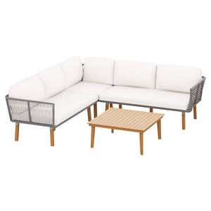 Gardeon Outdoor Sofa Set Modular Aluminum Lounge Setting Acacia Wood