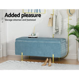 Artiss Storage Ottoman Blanket Box Velvet Chest Toy Foot Stool Couch Bed Blue
