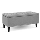 Artiss Storage Ottoman Blanket Box Linen Fabric Chest Foot Stool Toy Bench Grey