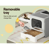 i.Pet Cat Litter Box Large Tray Kitty Toilet Enclosed Hooded Foldable Scoop Grey