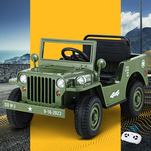 Rigo Ride On Car Jeep Kids Electric Military Toy Cars Off Road Vehicle 12V White