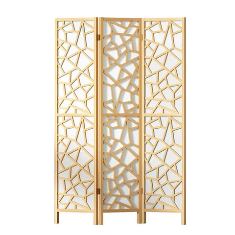 Artiss Clover Room Divider Screen Privacy Wood Dividers Stand 3 Panel Natural