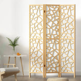 Artiss Clover Room Divider Screen Privacy Wood Dividers Stand 3 Panel Natural