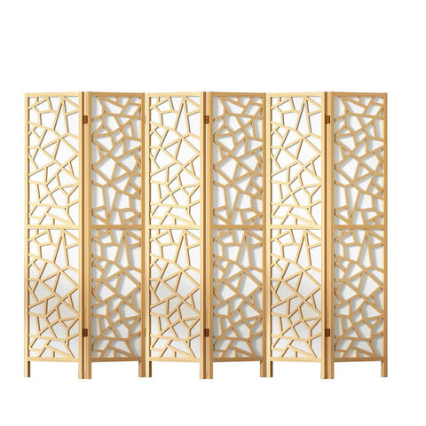 Artiss Clover Room Divider Screen Privacy Wood Dividers Stand 6 Panel Natural