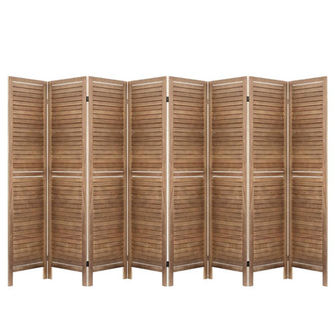 Artiss Room Divider Screen 8 Panel Privacy Wood Dividers Stand Bed Timber Brown
