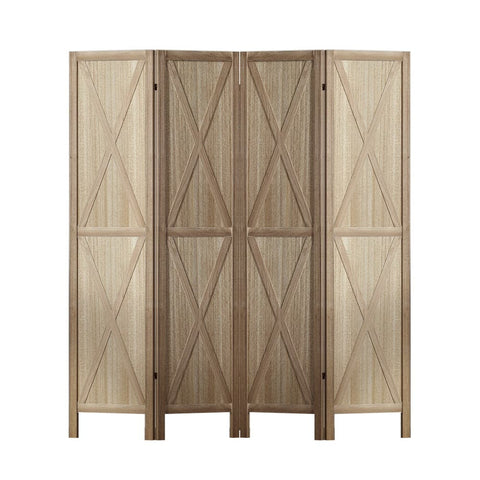 Artiss Silon Room Divider Screen Privacy Wood Dividers Stand 4 Panel Brown