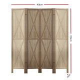 Artiss Silon Room Divider Screen Privacy Wood Dividers Stand 4 Panel Brown