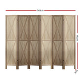 Artiss Silon Room Divider Screen Privacy Wood Dividers Stand 6 Panel Brown