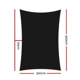 Instahut Sun Shade Sail Cloth Shadecloth Rectangle Canopy Awning 280gsm 3x4m