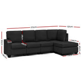 Artiss Sofa Lounge Set 5 Seater Modular Chaise Chair Suite Couch Dark Grey