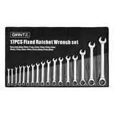 Giantz 17 PCS 6MM-30MM Ratchet Spanner Set Metric Open CR-V w/ Rolling Pouch