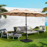 Instahut Outdoor Umbrella Twin Umbrella Beach Stand Base Garden Sun Shade 4.57m