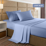 Casa Decor 2000 Thread Count Bamboo Cooling Sheet Set Ultra Soft Bedding - Queen - Light Blue
