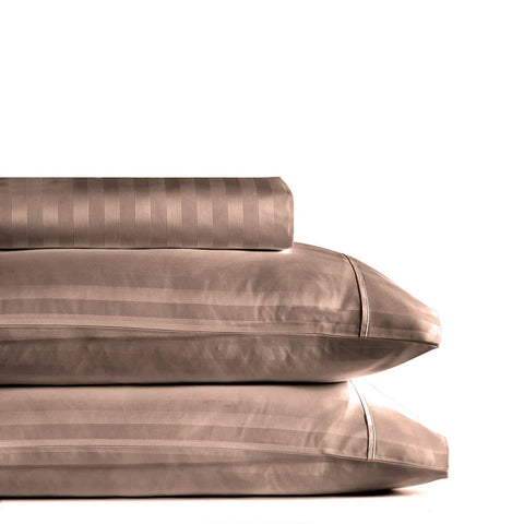 Royal Comfort 1200 Thread Count 3 Piece Combo Set 100% Egyptian Cotton Striped - Queen - Charcoal