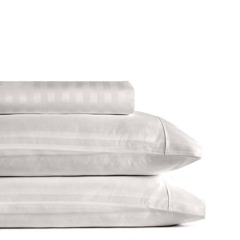 Royal Comfort 1200 Thread Count 3 Piece Combo Set 100% Egyptian Cotton Striped - King - Silver