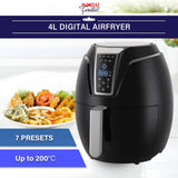 Kitchen Couture 4 Litre Air Fryer Digital Display Black 1400W Healthy Cooker