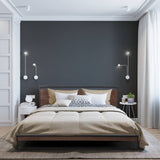 Milano Decor Azure Bed Frame With Headboard Black Wood Steel Platform Bed - Double - Black