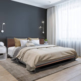 Milano Decor Azure Bed Frame With Headboard Black Wood Steel Platform Bed - Double - Black