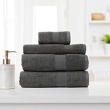 Royal Comfort 4 Piece Cotton Bamboo Towel Set 450GSM Luxurious Absorbent Plush - Granite