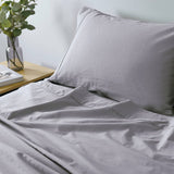 Royal Comfort Vintage Washed 100% Cotton Sheet Set Fitted Flat Sheet Pillowcases - Single - Grey