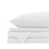 Royal Comfort Vintage Washed 100% Cotton Sheet Set Fitted Flat Sheet Pillowcases - Double - White