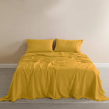 Royal Comfort Flax Linen Blend Sheet Set Bedding Luxury Breathable Ultra Soft - Queen - Mustard Gold