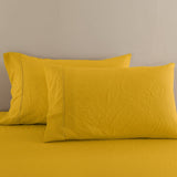 Royal Comfort Flax Linen Blend Sheet Set Bedding Luxury Breathable Ultra Soft - Queen - Mustard Gold