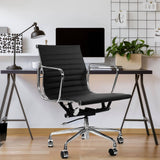 Milano Home Office Computer Chair PU Leather Adjustable Seat Mid Back Black